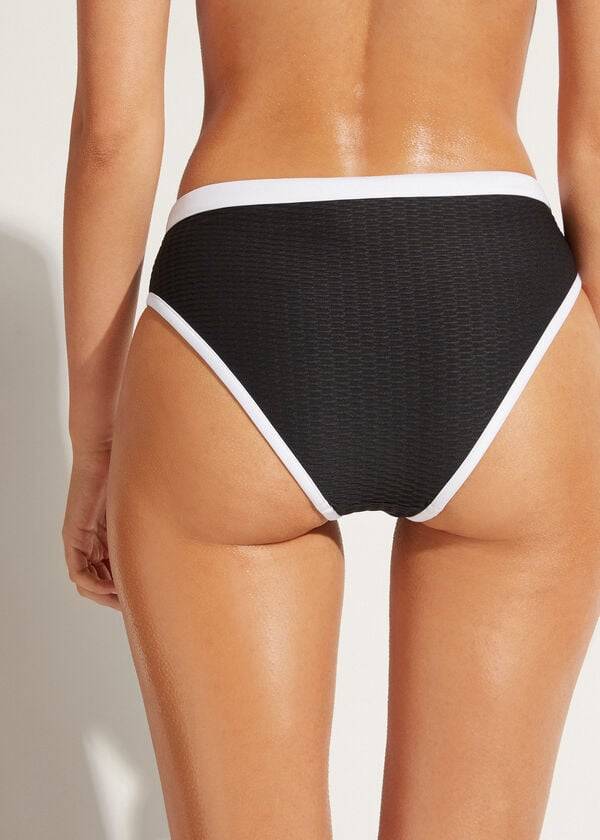 dámské bikinové kalhotky calzedonia s vysokým pasem coimbra černobílé