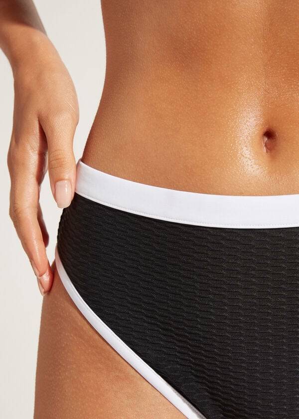 dámské bikinové kalhotky calzedonia s vysokým pasem coimbra černobílé