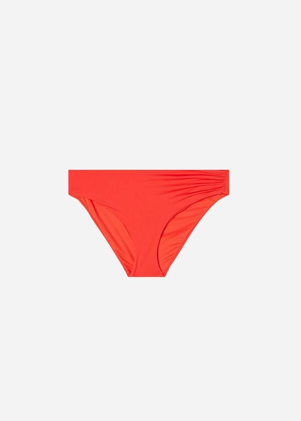 dámské ekologické bikinové kalhotky calzedonia s vysokým pasem v indonéské barvě červené