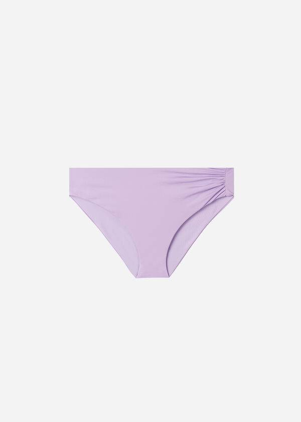 fialové dámské ekologické bikinové kalhotky calzedonia s vysokým pasem a potiskem indonésie