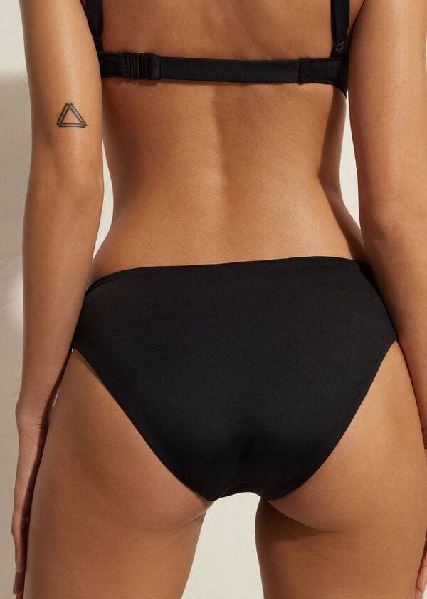 Černé dámské ekologické bikiny calzedonia s vysokým pasem a logem indonesia