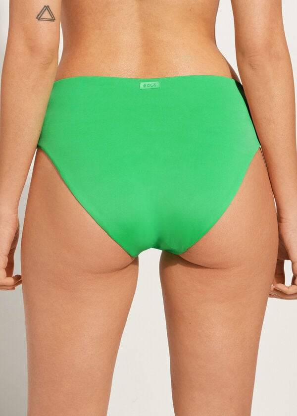 dámské ekologické bikinové kalhotky calzedonia s vysokým pasem v ekologické barvě zelené