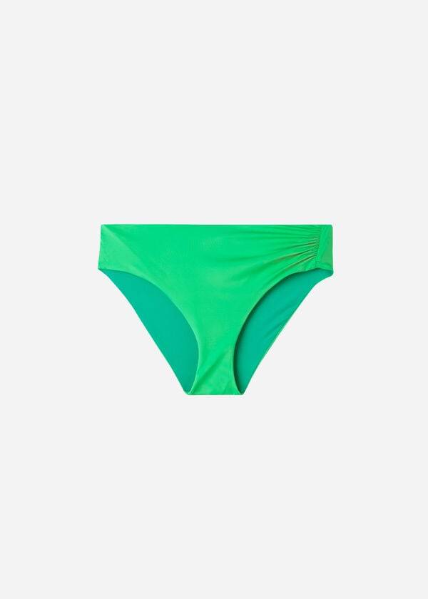 dámské ekologické bikinové kalhotky calzedonia s vysokým pasem v ekologické barvě zelené