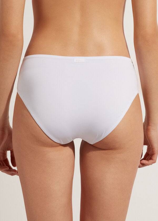 dámské ekologické bikinové kalhotky calzedonia s vysokým pasem a logem indonesia bílé