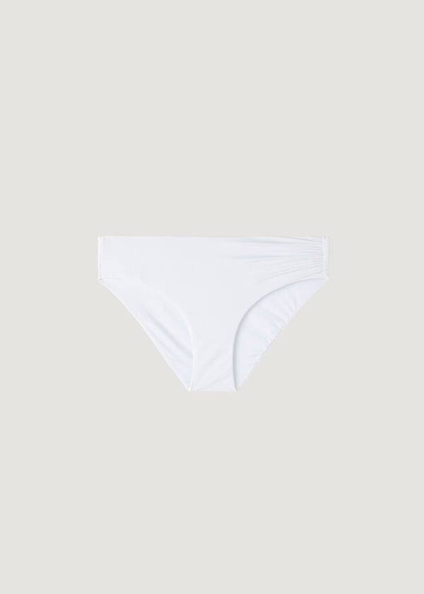 dámské ekologické bikinové kalhotky calzedonia s vysokým pasem a logem indonesia bílé