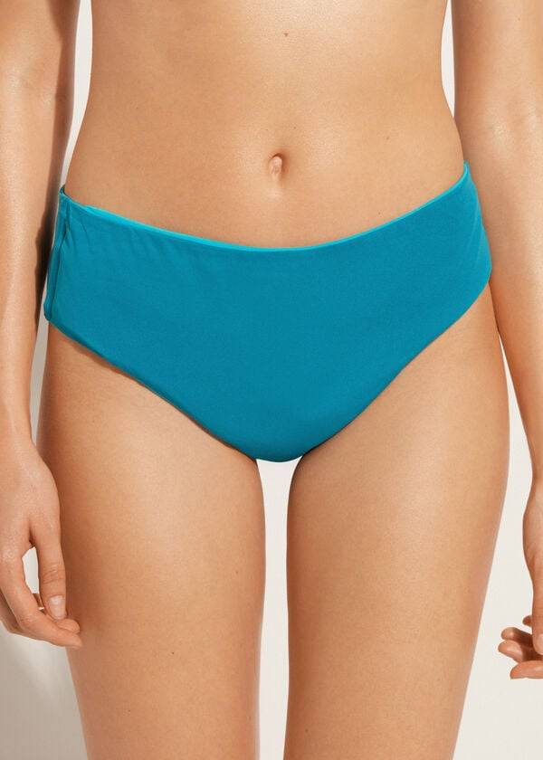 tyrkysově zelené dámské ekologické bikiny calzedonia s vysokým pasem z indonésie