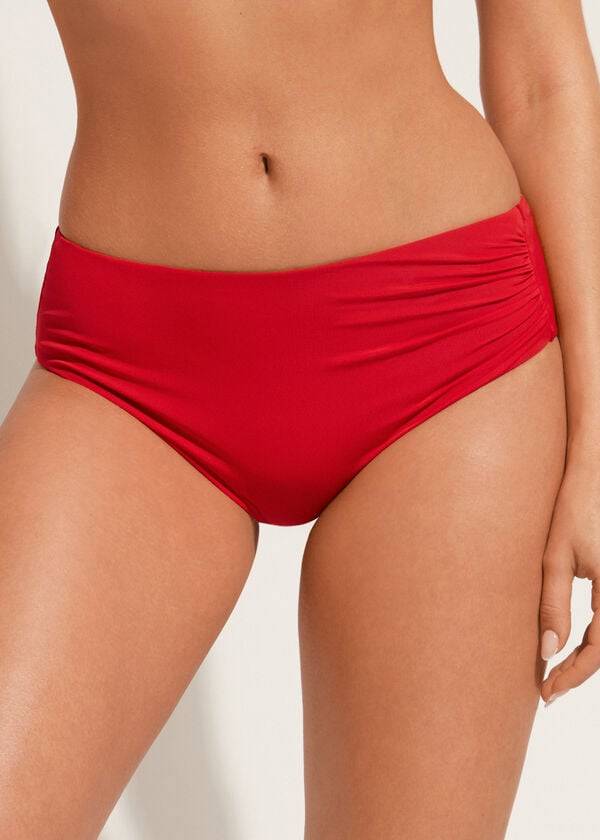 vínové dámské ekologické bikiny calzedonia s vysokým pasem a logem indonesia