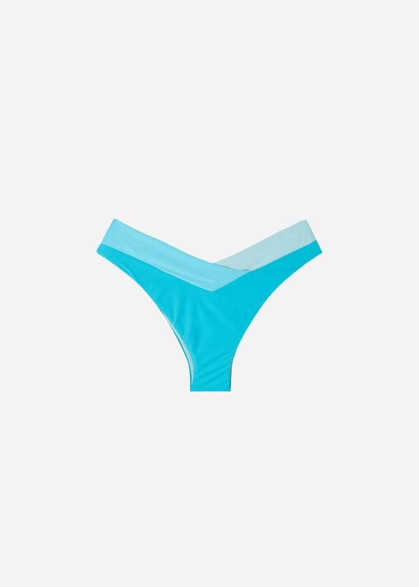 dámské bikinové kalhotky calzedonia s vysokým výstřihem brazilské tyrkysově zelené