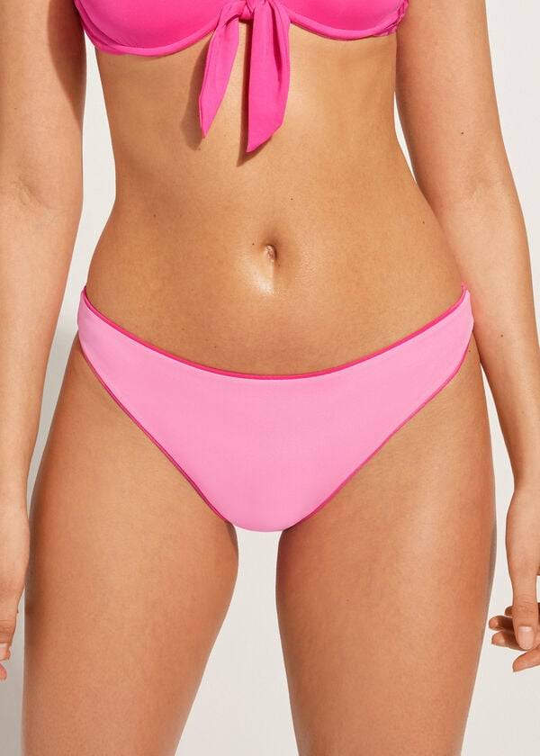 růžové dámské bikinové kalhotky s nízkým pasem calzedonia indonesia eco