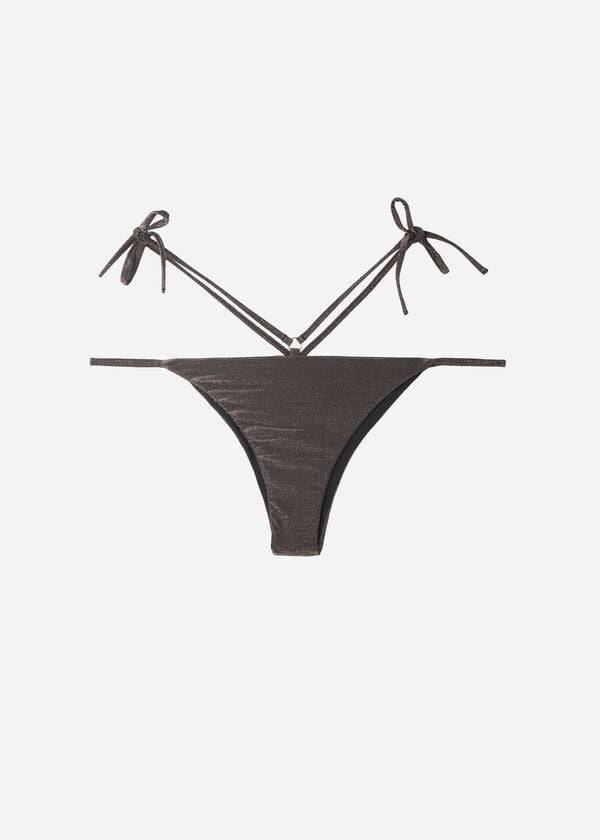 dámské bikinové kalhotky calzedonia lamé brazilian side string hollywood černé