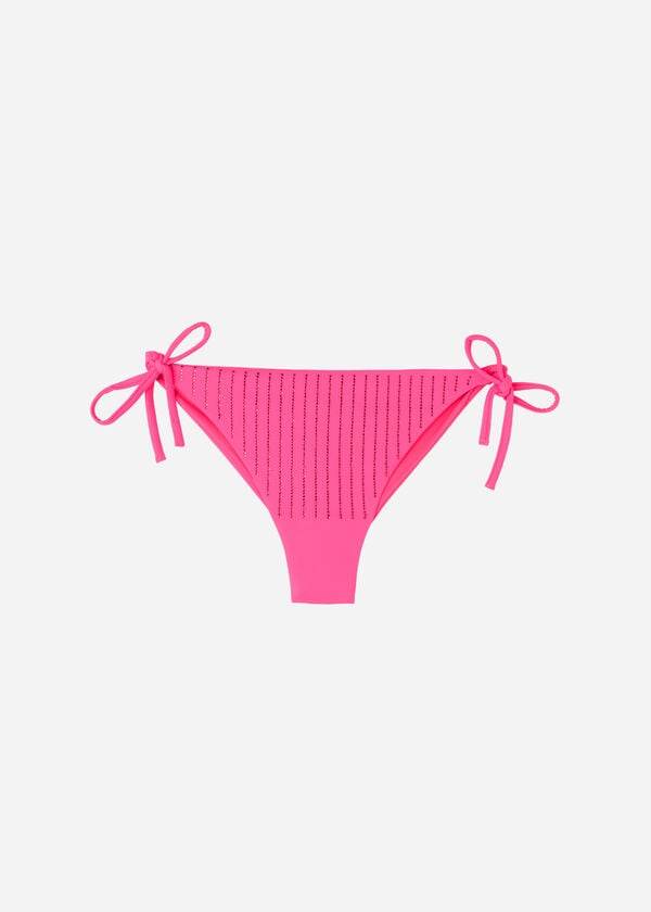 dámské bikinové kalhotky s růžovým vzorem calzedonia s brazilským stringem a kamínky