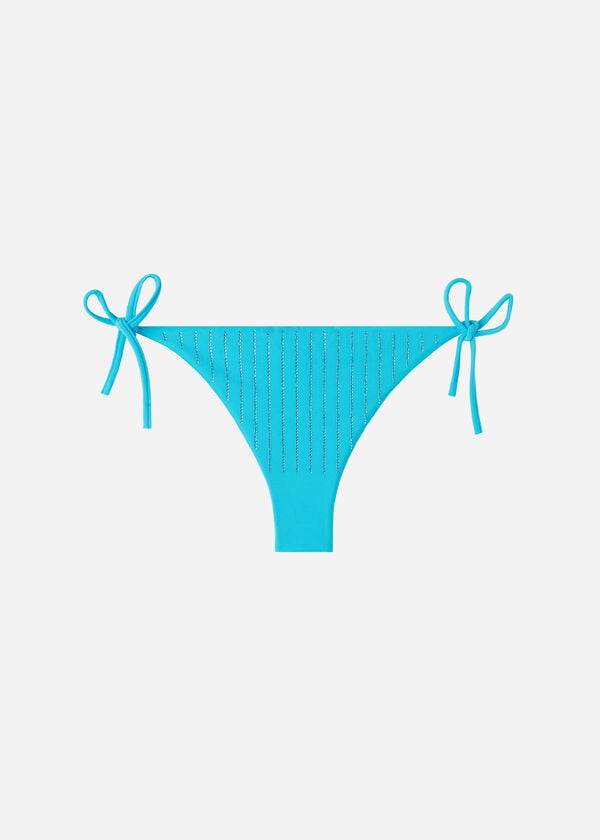 dámské bikinové kalhotky calzedonia s brazilskými kamínky a tyrkysově zeleným vzorem šňůrka shanghai