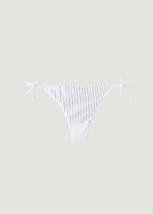 dámské bílé bikinové kalhotky calzedonia s kamínky a brazilským stringem shanghai