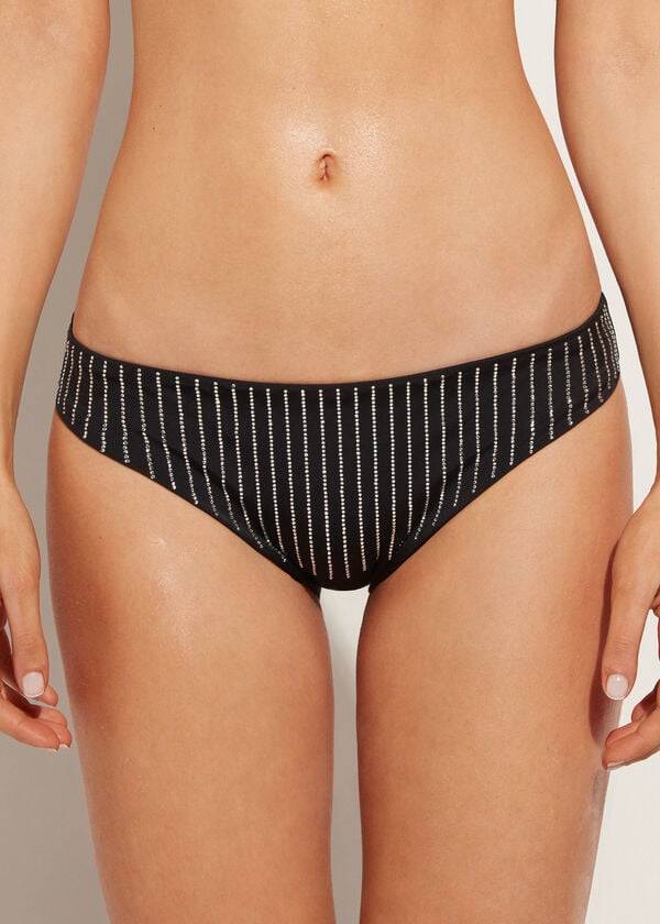 Černé dámské bikinové kalhotky calzedonia s kamínky shanghai