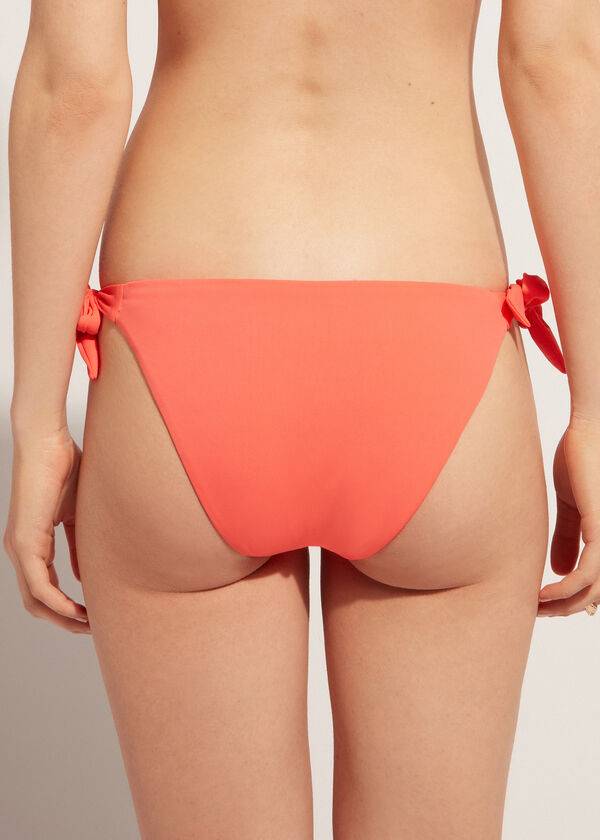 coral orange calzedonia side tie corfù dámské spodní díly bikin