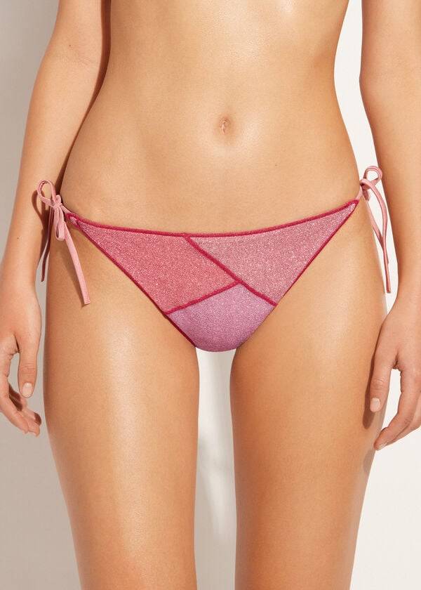 dámské kalhotky do bikin calzedonia string tie lamé lisbona růžové