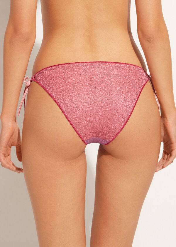 dámské kalhotky do bikin calzedonia string tie lamé lisbona růžové