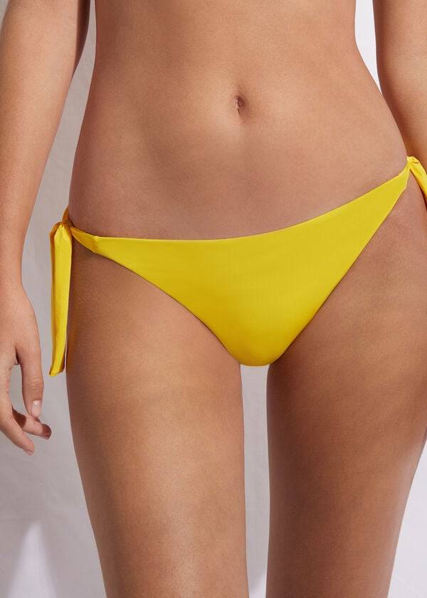 dámské bikinové kalhotky calzedonia tied indonesia eco s bočním zavazováním žluté