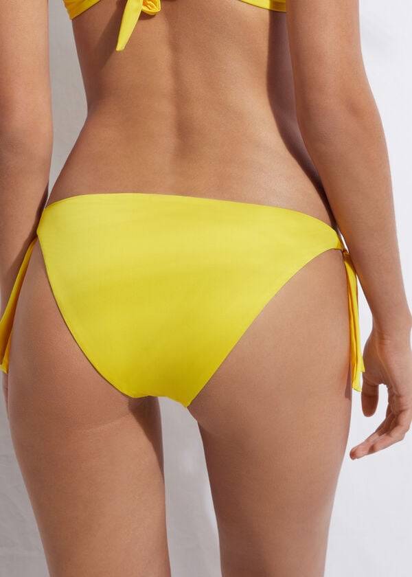 dámské bikinové kalhotky calzedonia tied indonesia eco s bočním zavazováním žluté