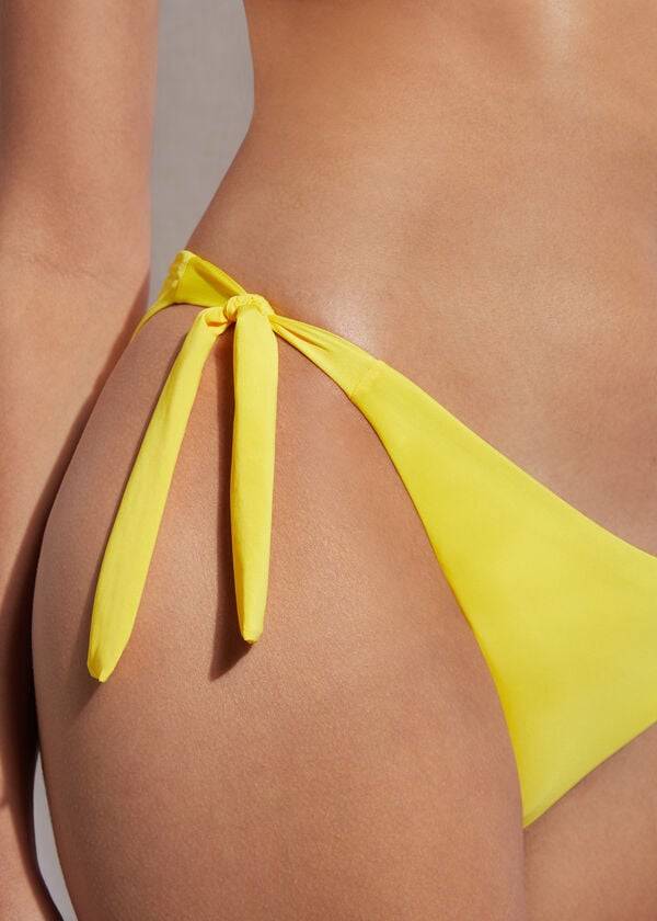 dámské bikinové kalhotky calzedonia tied indonesia eco s bočním zavazováním žluté