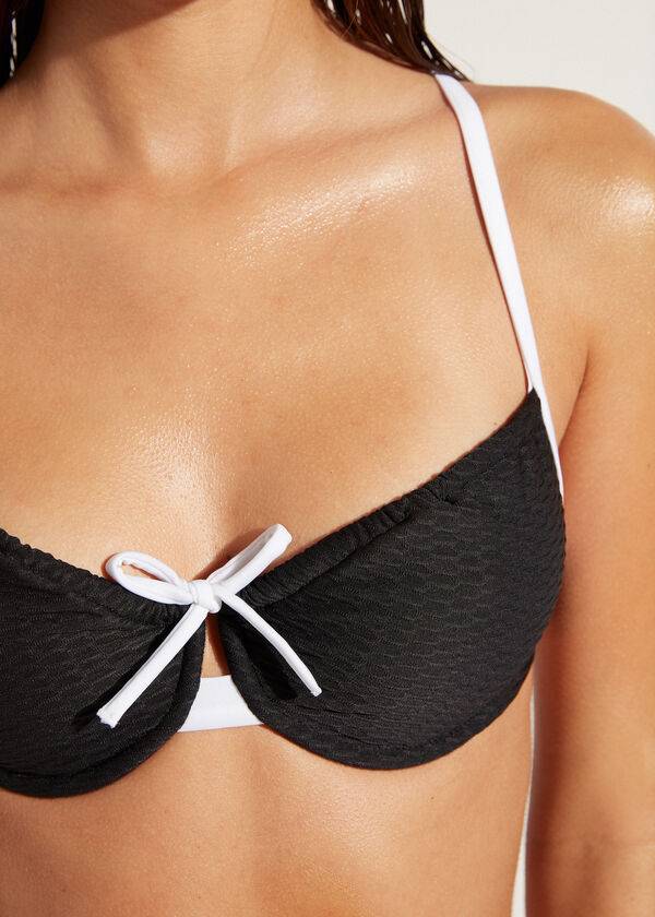 dámské bikinové vršky calzedonia balconette coimbra v černém bílém provedení
