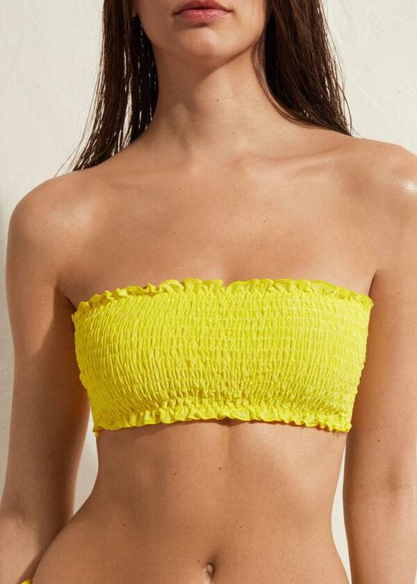 Žluté dámské bikinové vršky calzedonia bandeau formentera
