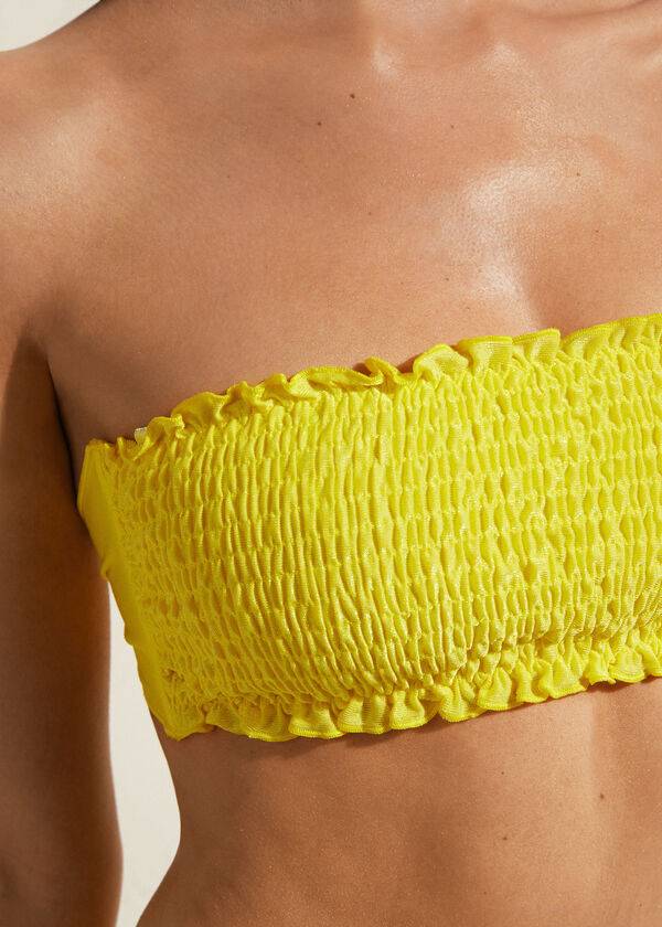Žluté dámské bikinové vršky calzedonia bandeau formentera