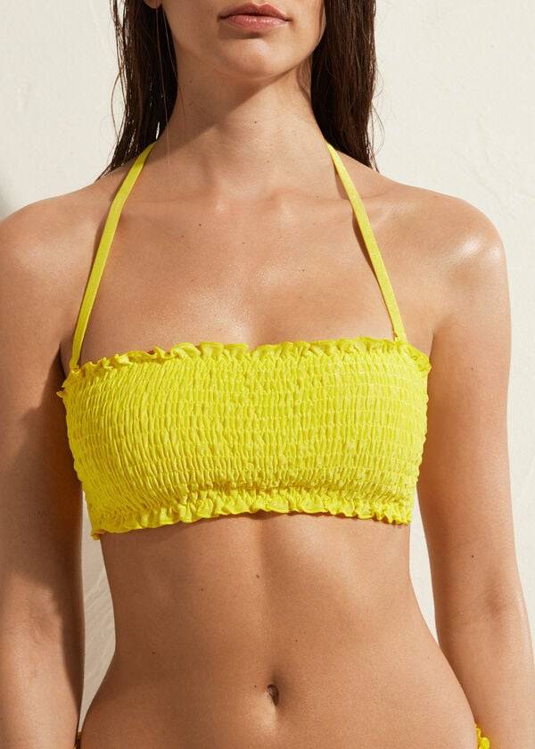 Žluté dámské bikinové vršky calzedonia bandeau formentera