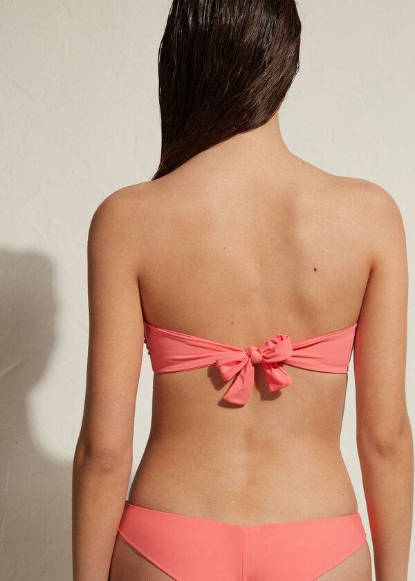 růžové dámské topy bikin calzedonia bandeau lanzarote