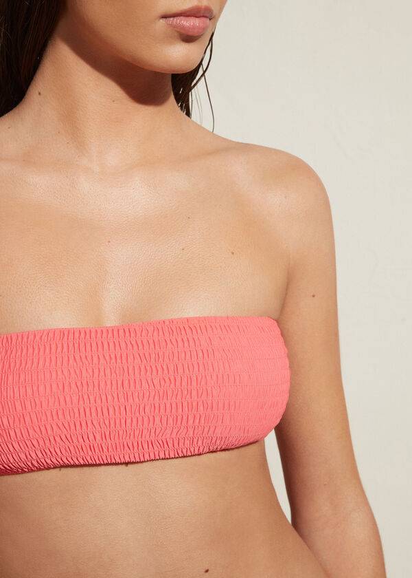 růžové dámské topy bikin calzedonia bandeau lanzarote