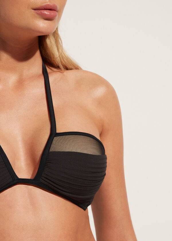 dámské lehce vyztužené bikinové vršky calzedonia bandeau tokyo černé