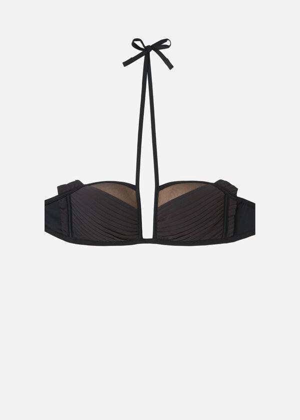 dámské lehce vyztužené bikinové vršky calzedonia bandeau tokyo černé