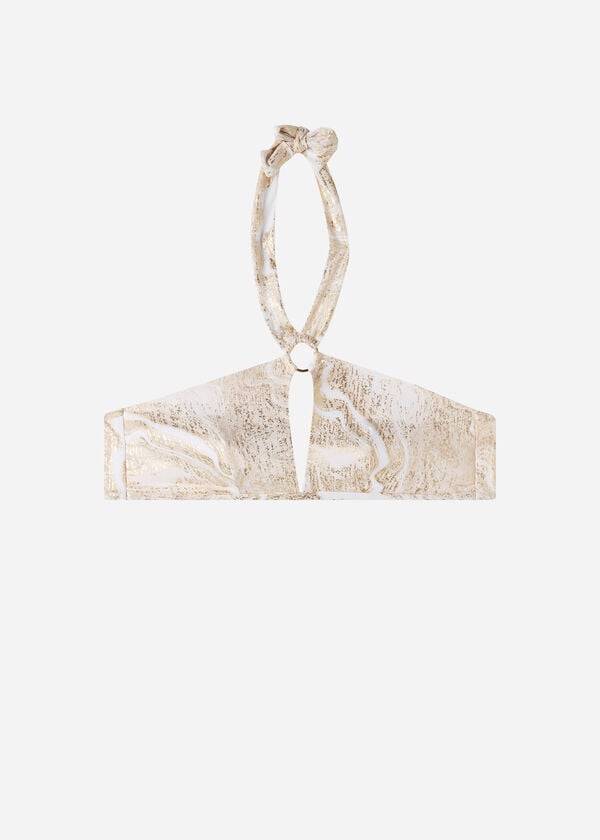 zlaté dámské bikinové vršky calzedonia s výřezem a bandeau hollywood