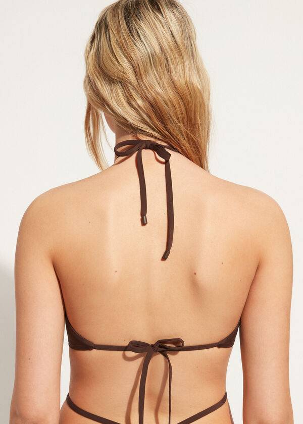 dámské bikinové vršky calzedonia se stahovací šňůrkou bandeau islamorada v kávově hnědé barvě