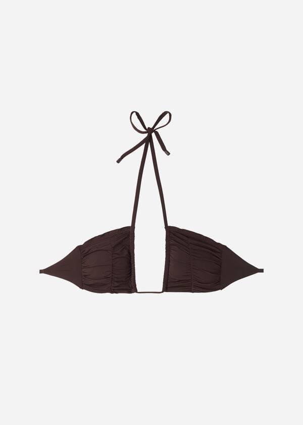 dámské bikinové vršky calzedonia se stahovací šňůrkou bandeau islamorada v kávově hnědé barvě