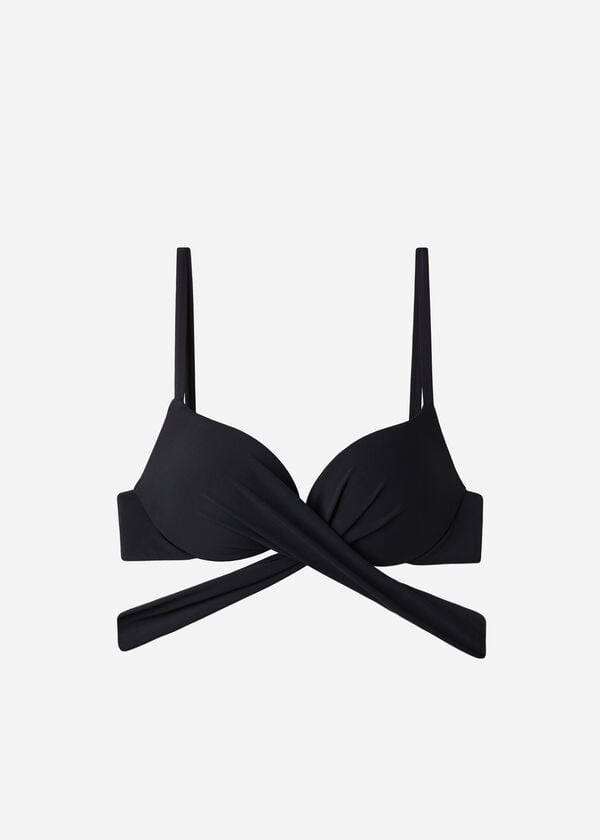 Černé dámské plavky calzedonia graduated s push-up vzorem indonesia