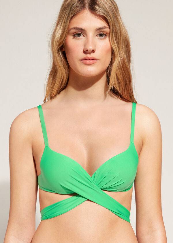 dámské zelené plavky calzedonia graduated s push-up potiskem indonesia