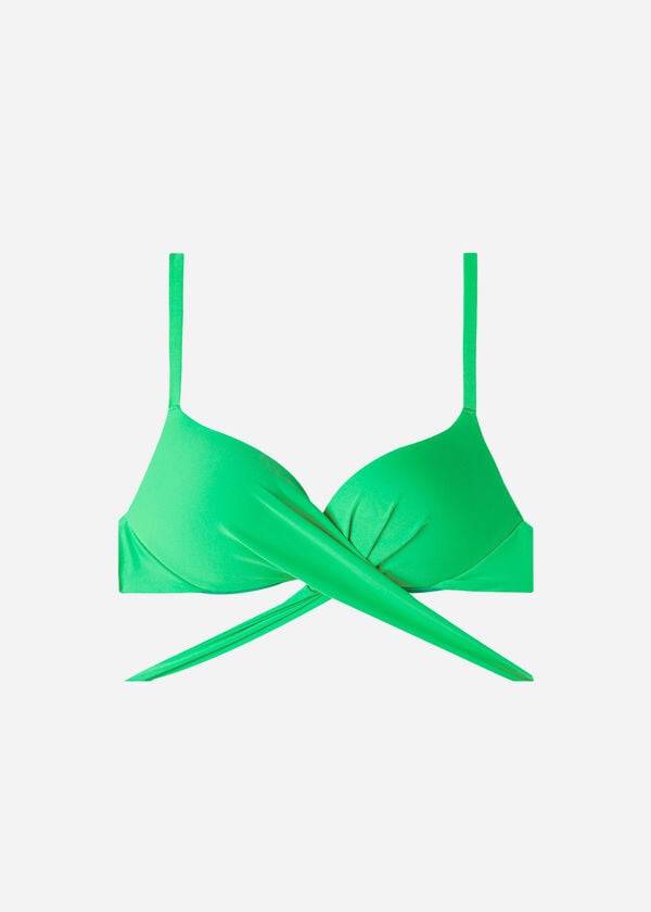 dámské zelené plavky calzedonia graduated s push-up potiskem indonesia