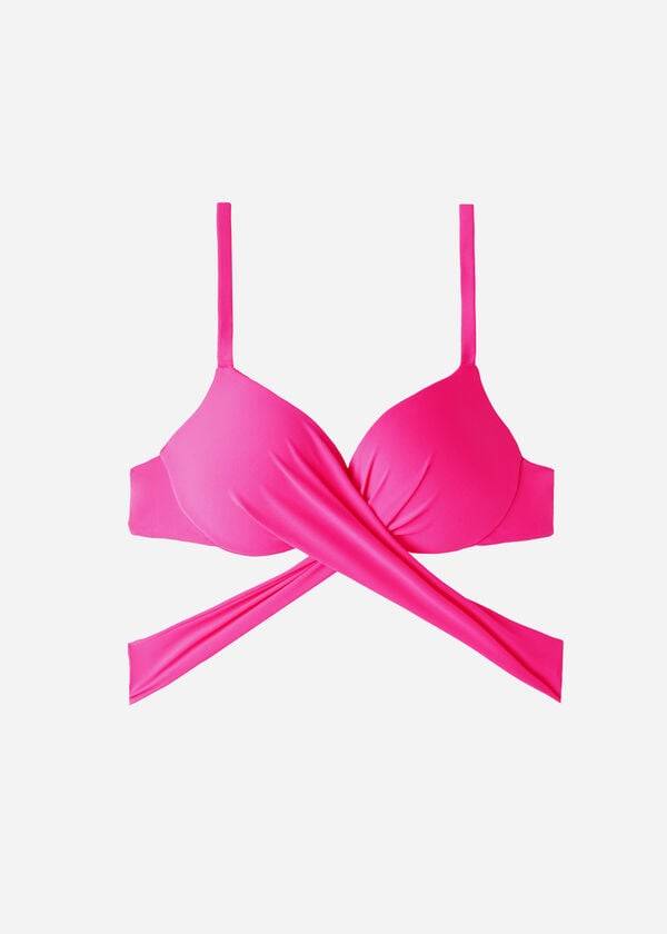 růžové dámské plavky calzedonia graduated s push-up vzorem indonesia