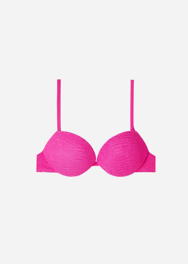 dámský růžový vycpaný push-up bikinový top calzedonia miami