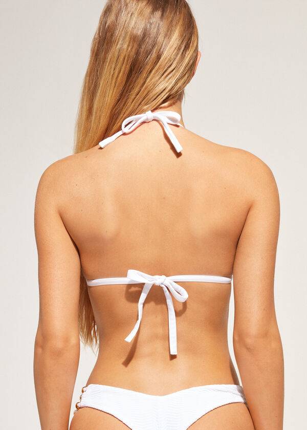 dámské bílé bikinové vršky calzedonia graduated padded triangle casablanca