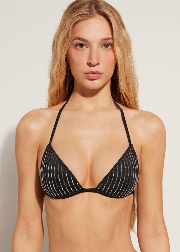 dámské bikinové vršky calzedonia graduated padded triangle shanghai v černé barvě