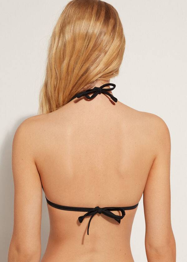 dámské bikinové vršky calzedonia graduated padded triangle shanghai v černé barvě