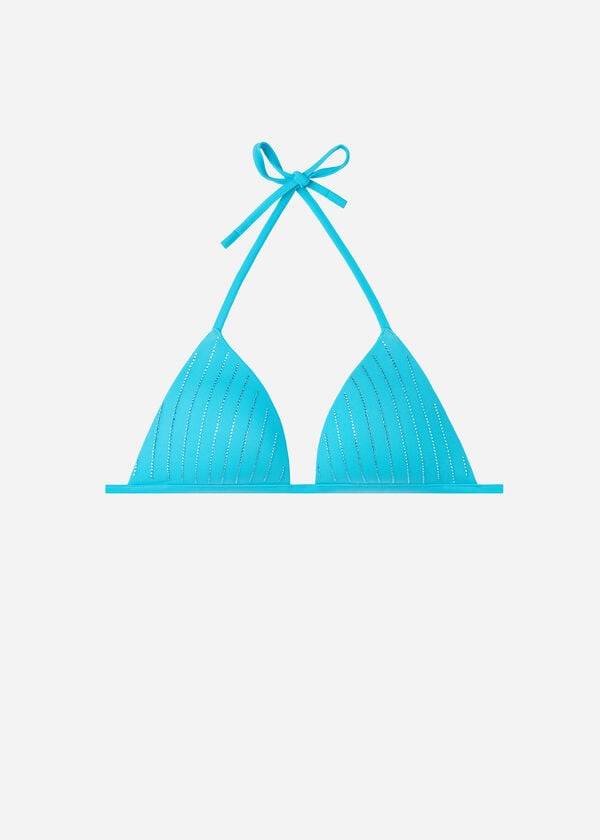 dámské bikinové vršky calzedonia graduated padded triangle shanghai v tyrkysové barvě