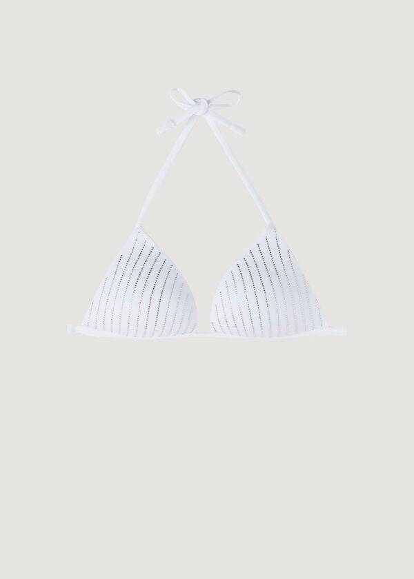 bílé dámské trojúhelníkové bikinové vršky calzedonia s postupnou vycpávkou a vzorem shanghai