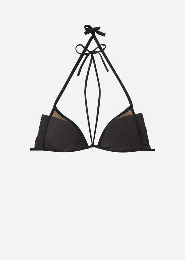 Černé dámské bikiny calzedonia graduated s trojúhelníkovým vzorem tokyo