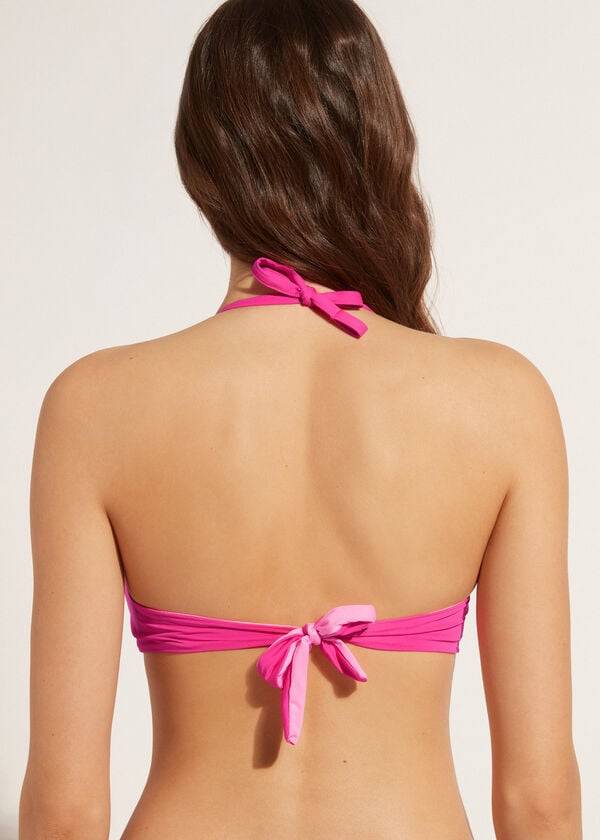 růžové dámské bikinové vršky calzedonia graduated soft crisscross s trojúhelníkovým vzorem indonesia