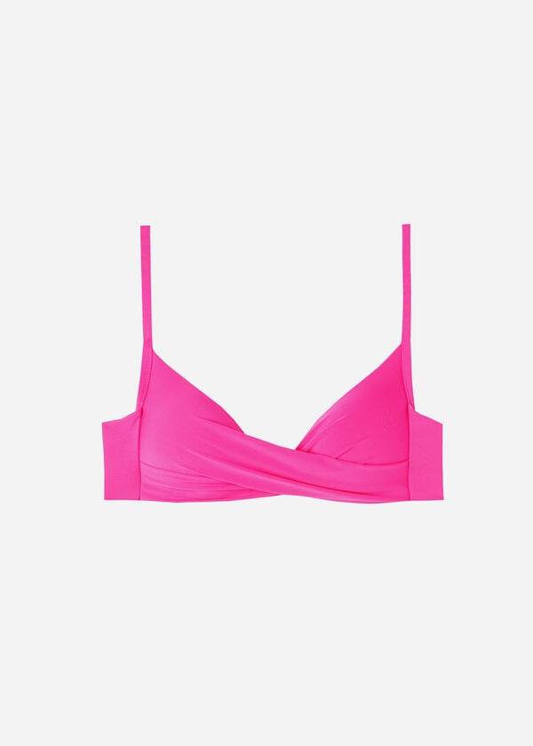 růžové dámské bikinové vršky calzedonia graduated soft crisscross s trojúhelníkovým vzorem indonesia
