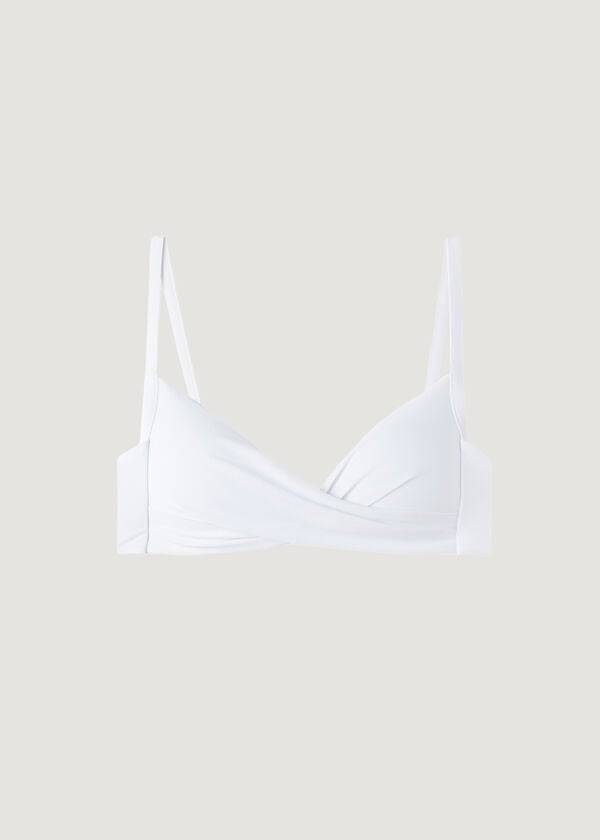 dámský bílý trojúhelníkový indonéský bikinový top calzedonia graduated soft crisscross