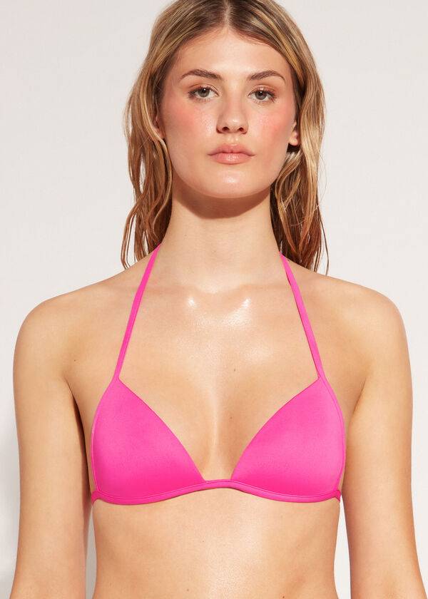 růžové dámské bikinové vršky calzedonia graduated soft triangle indonesia